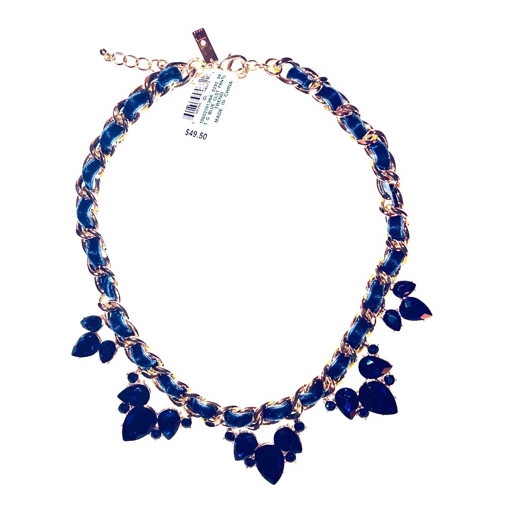 Deep Blue Jewel, Velvet & Gold statement necklace!